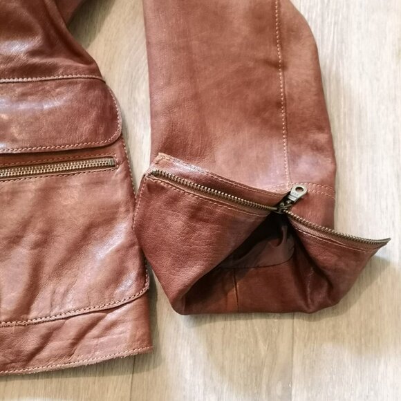 VTG Danier Genuine Italian Leather Brown Womens Large Jacket Removable Lining - Picture 10 of 16